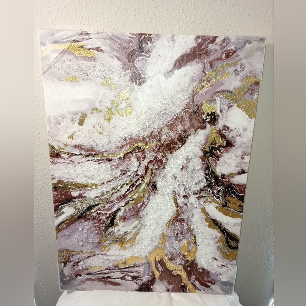 Abstract Gold and Purple 3D Crystal Wall Art 20x28